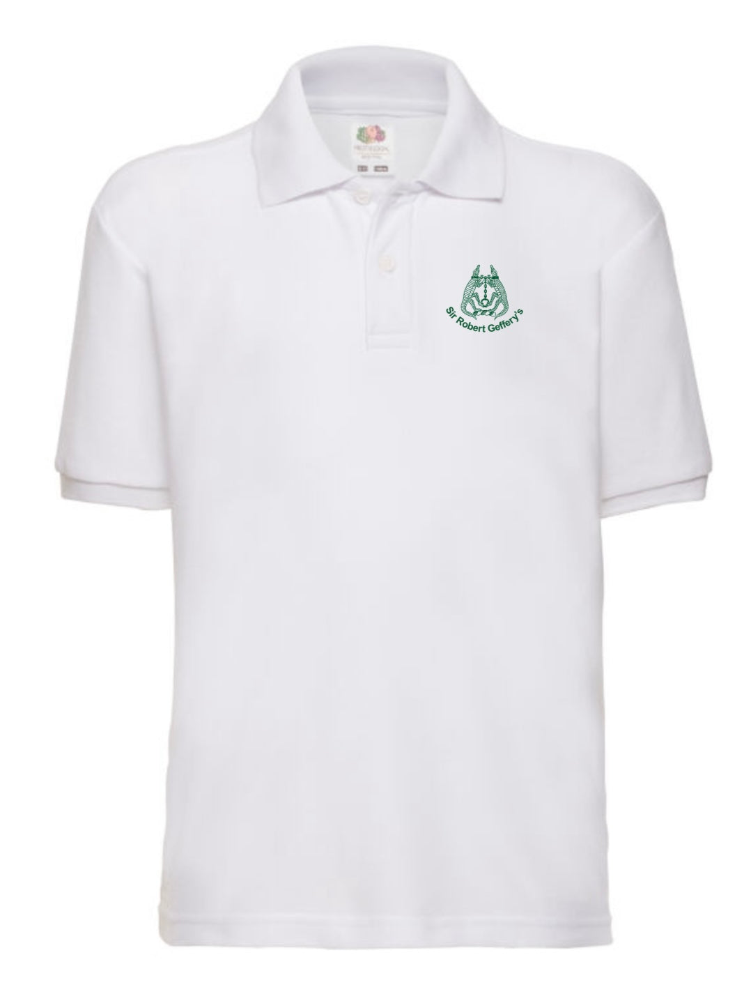 Adult's summer uniform embroidered white polo shirt