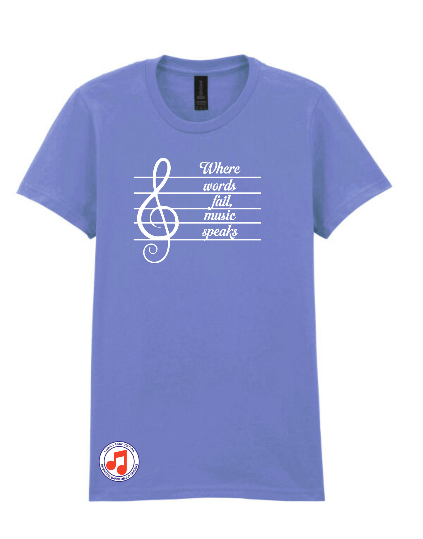 "Where words fail, music speaks" t-shirt (65000L)