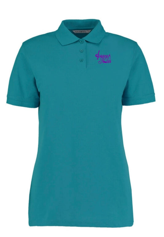 GraceNotes Acapella teal embroidered polo shirt