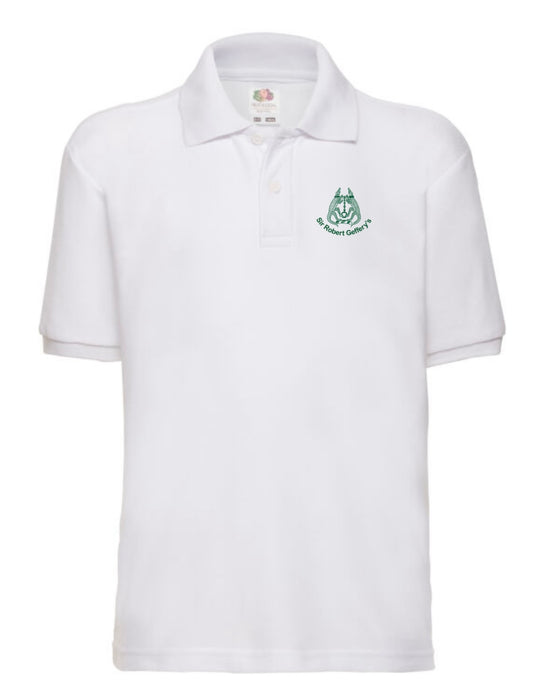 Adult's summer uniform embroidered white polo shirt
