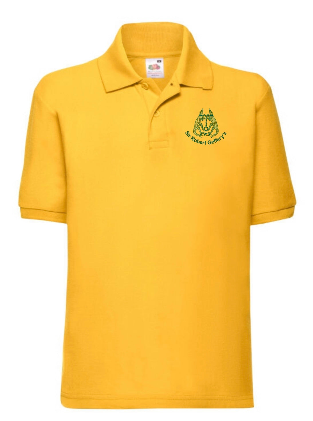 Children's gold PE polo shirt with chest embroidery