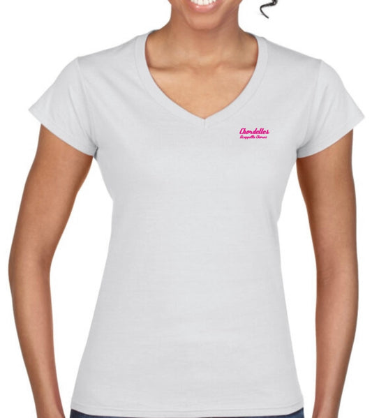 Chordettes ladies short sleeved v-neck t-shirt (Just a Girl who Loves to sing) 64V00L