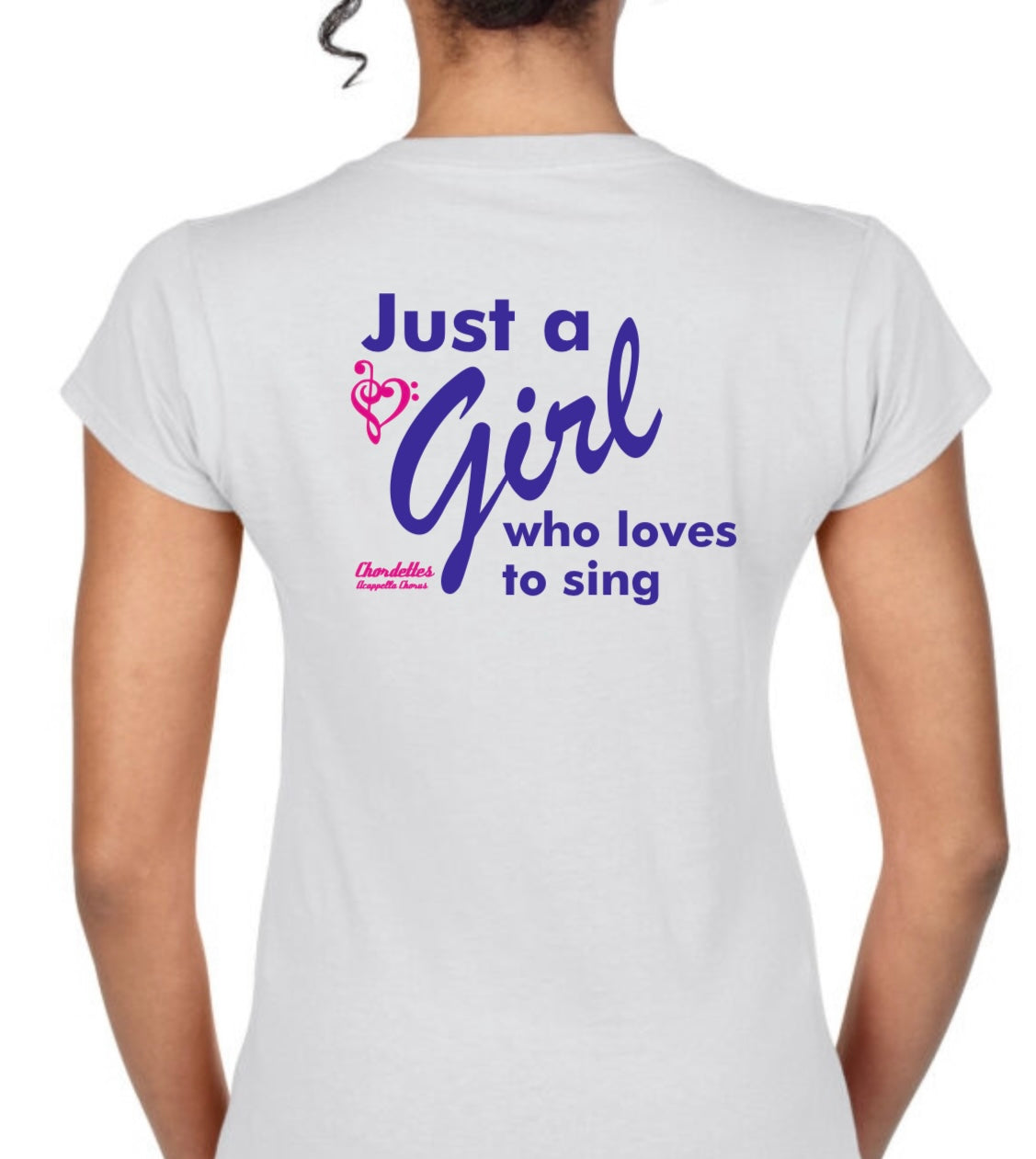 Chordettes ladies short sleeved v-neck t-shirt (Just a Girl who Loves to sing) 64V00L