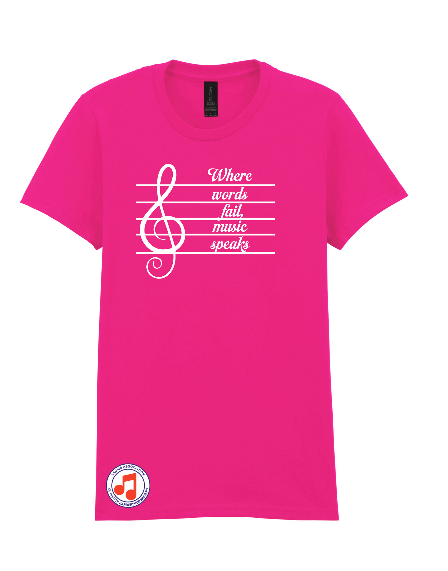 "Where words fail, music speaks" t-shirt (65000L)