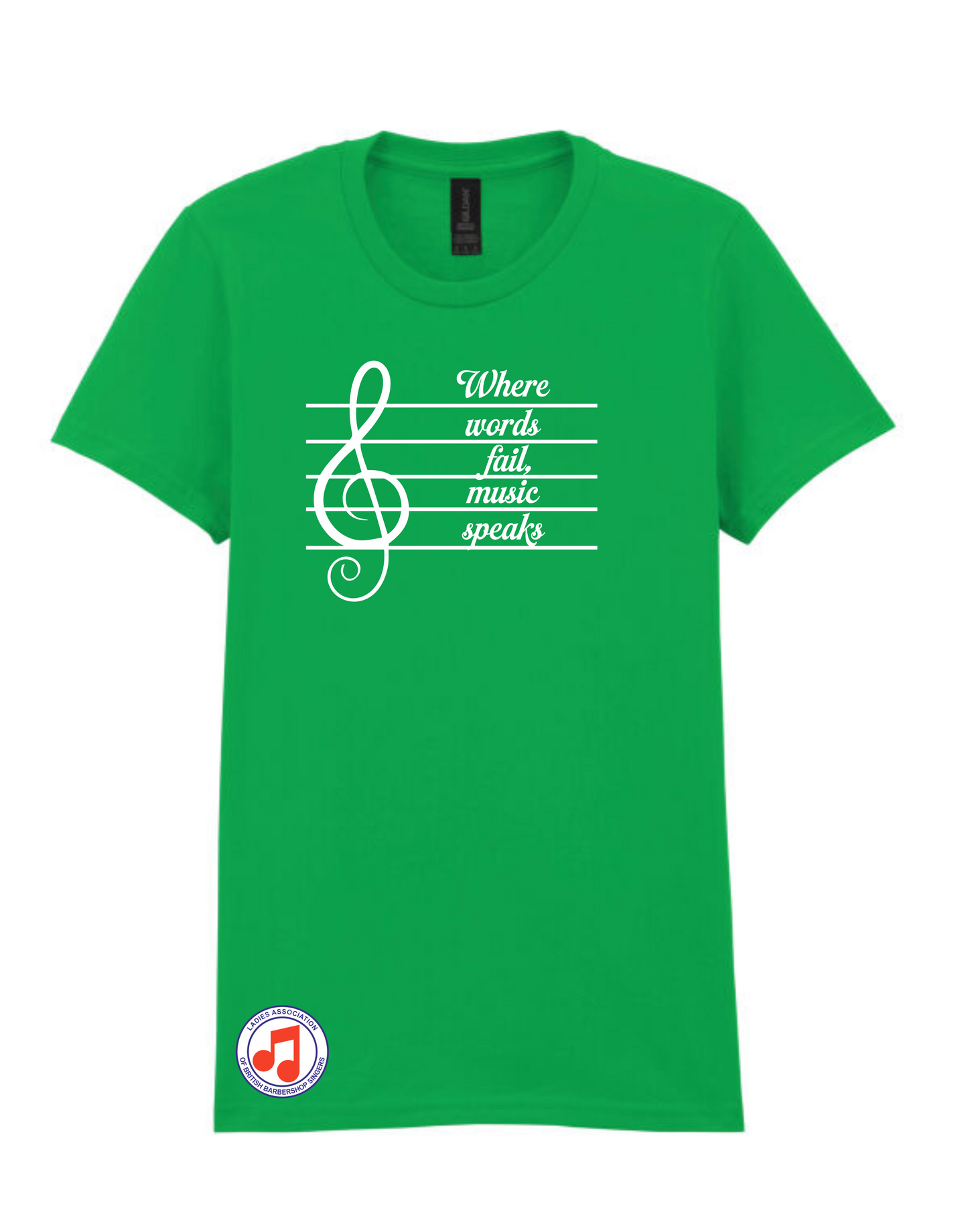 "Where words fail, music speaks" t-shirt (65000L)