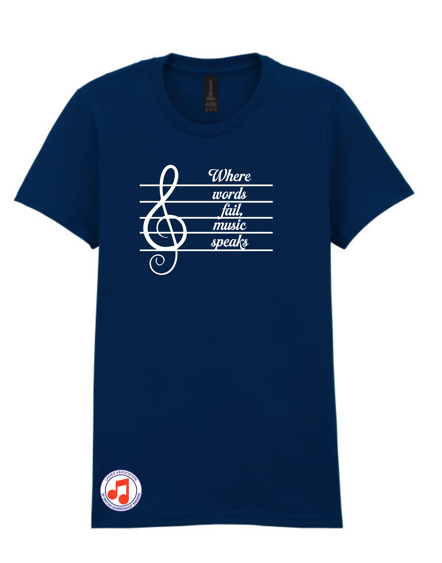 "Where words fail, music speaks" t-shirt (65000L)