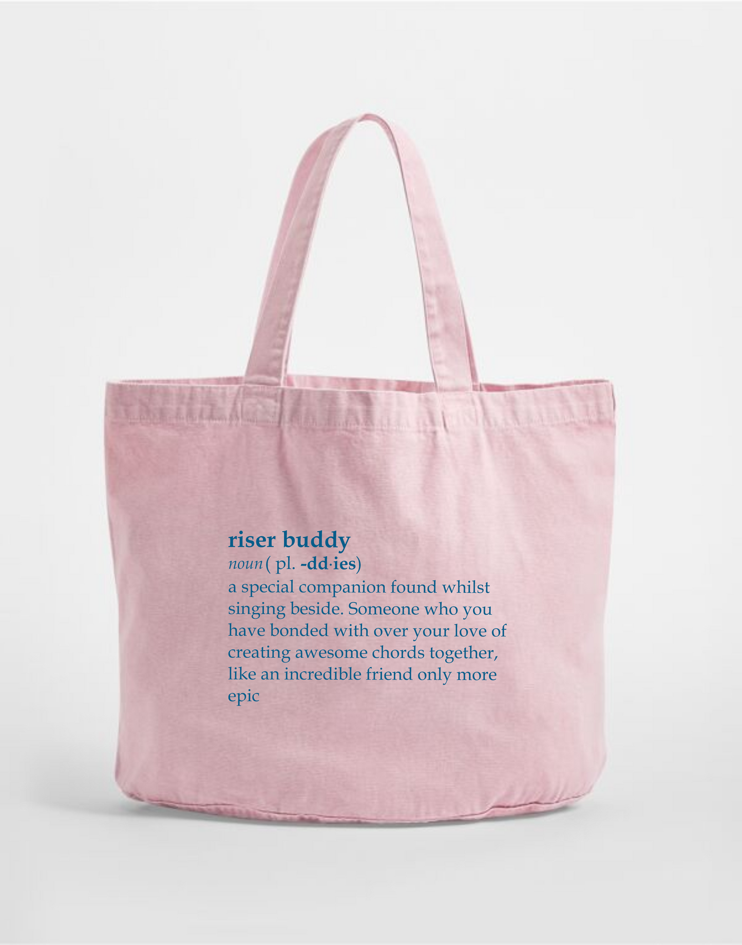Dusty pink Riser Buddies recycled cotton bag
